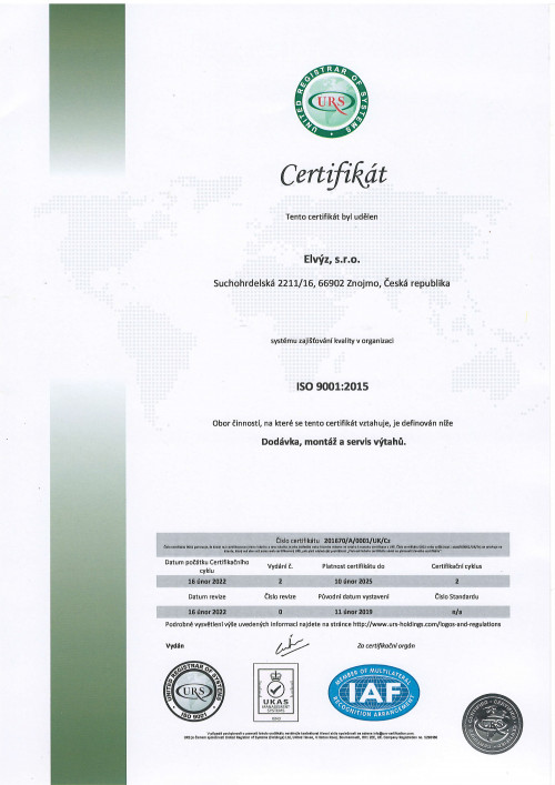 Certifikát ISO CZ